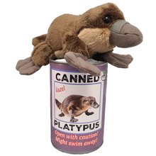 Load image into Gallery viewer, Hazel the Canned Platypus Stuffed Animal Plush w/Funny Jokes