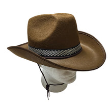 Load image into Gallery viewer, Cowboy Rancher Hat with Trim & Chinstrap 4