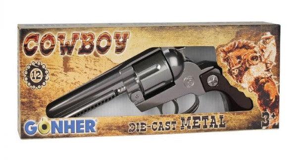 Gonher Classic Cowboy Cavalry Style 12 Shot Cap Gun Revolver - Silver & Brown Grip 6