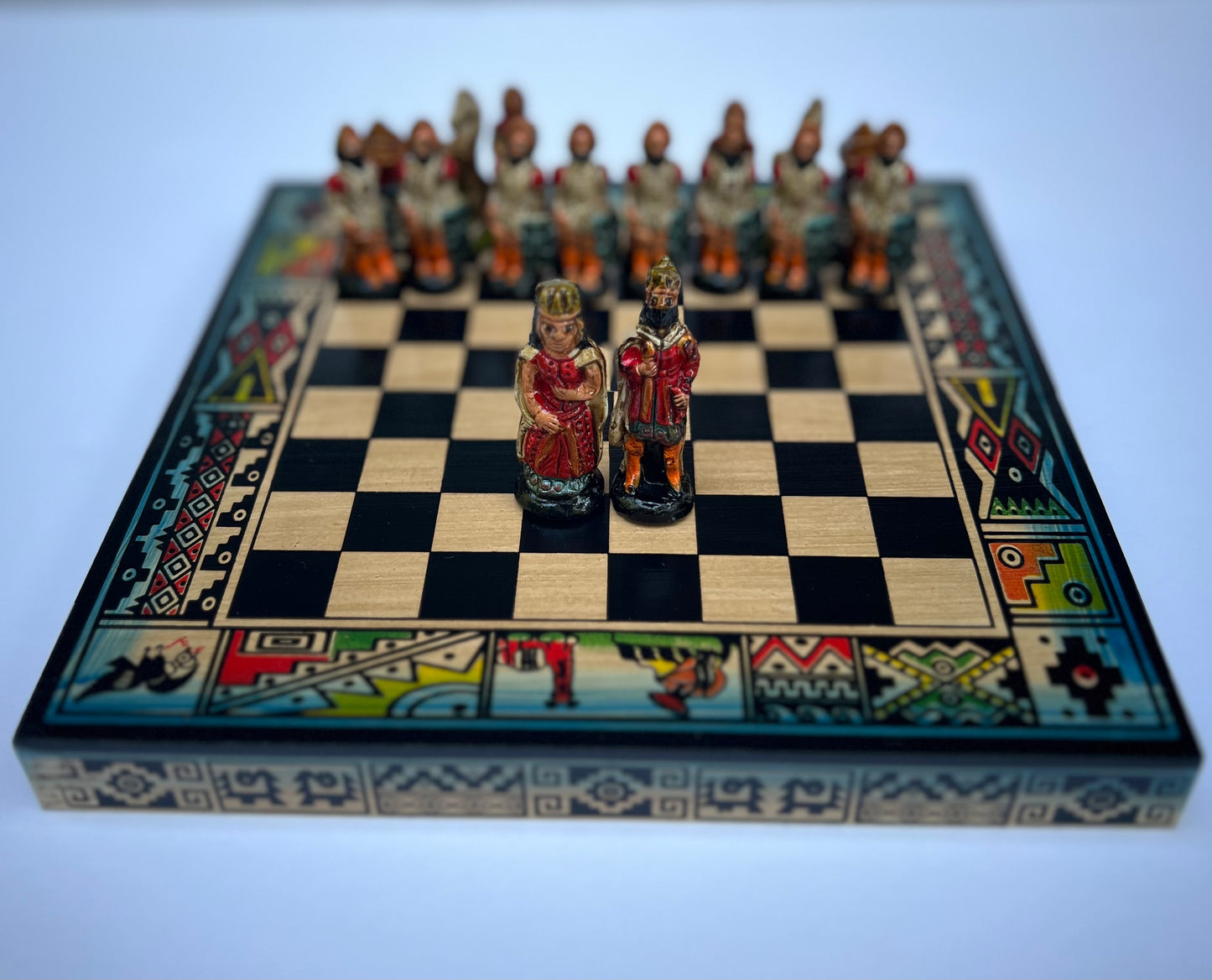 Hand crafted & Hand Painted Inca Vs Spanish Conquerors Chess 22