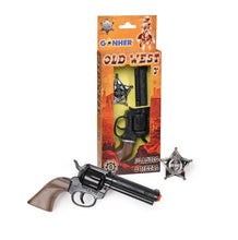 Load image into Gallery viewer, Old West Filigreed 8-Shot Cap Gun & Star Badge Set 1