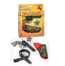 Load image into Gallery viewer, Wild West 4pc Cap Gun, Holster, Belt & Star Badge Playset 1