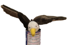 Load image into Gallery viewer, Canned Bald Eagle w/Jokes Plush Patriotic American Flag USA