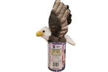 Load image into Gallery viewer, Canned Bald Eagle w/Jokes Plush Patriotic American Flag USA