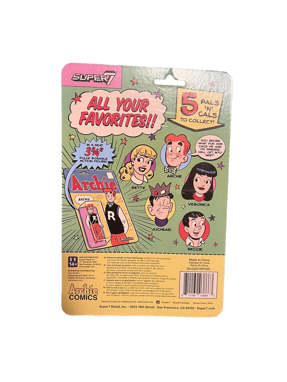 ARCHIE ReAction Jughead 3 3/4 Action Figure Super 7 * Collectible