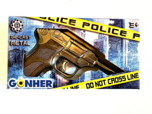 Load image into Gallery viewer, Gonher German Luger Style Pistol 8 Shot Die-Cast Cap Gun - Silver Finish 5