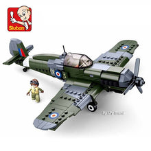 Load image into Gallery viewer, WW2 Spitfire Warplane Fighting Airplane Set with 1 Mini Figure 1
