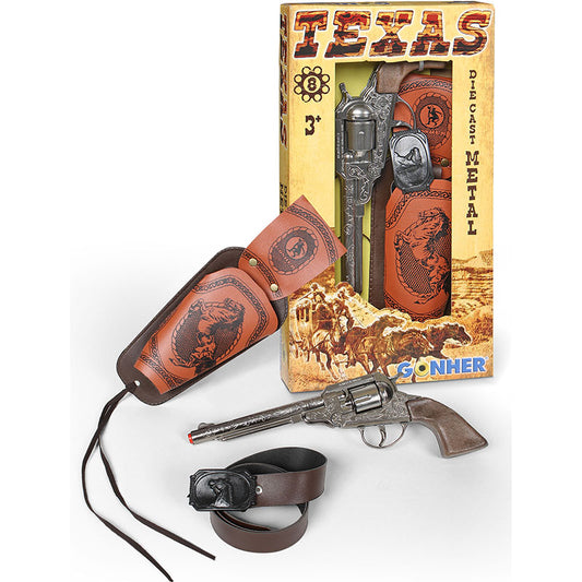 Gonher Texas 8 Shot Diecast Cap Gun & Holster Set - Silver 150/0