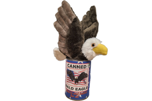 Canned Bald Eagle w/Jokes Plush Patriotic American Flag USA