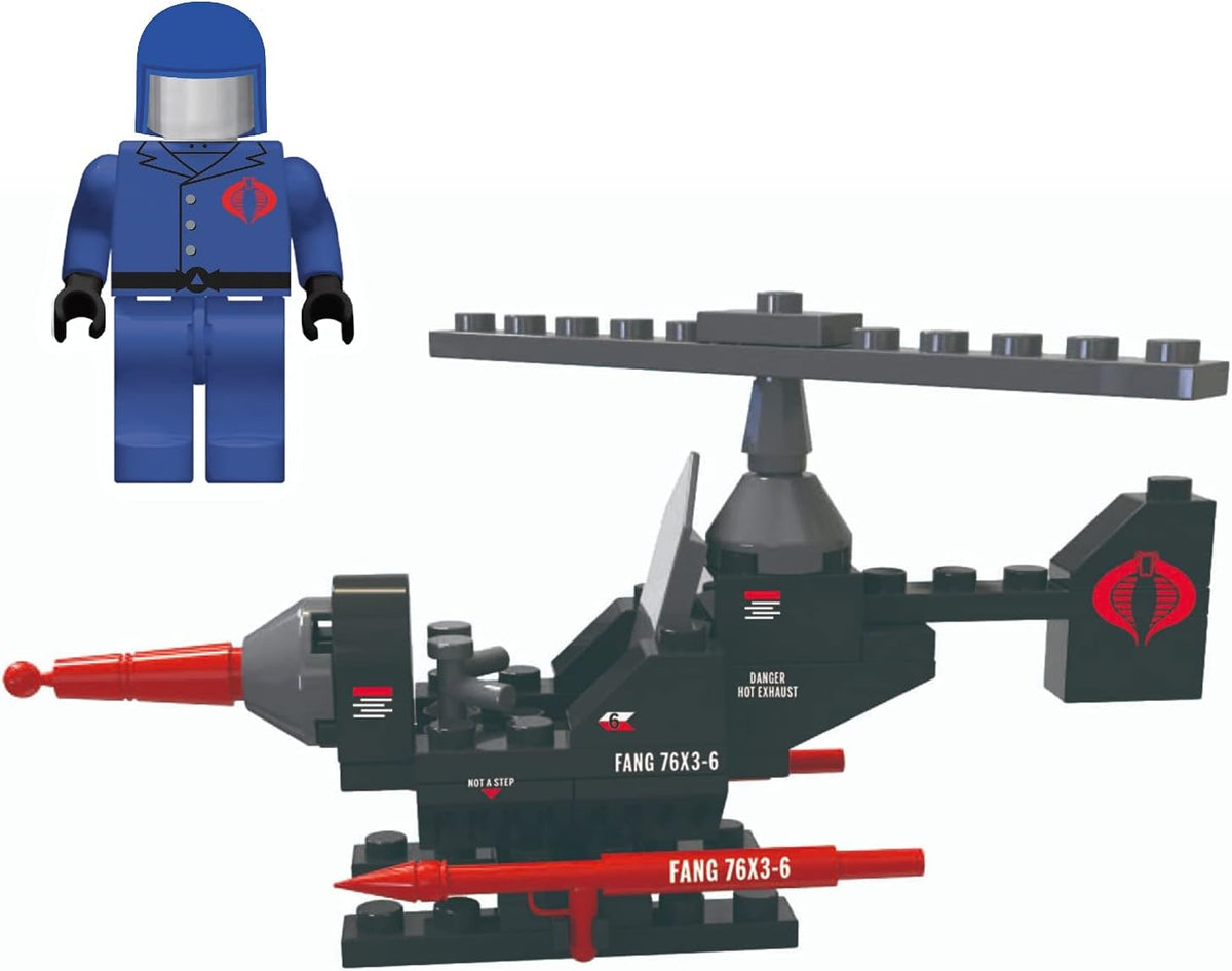 Hasbro GI Joe Construction Sets Cobra FANG Helicopter & Mini figure 47pcs