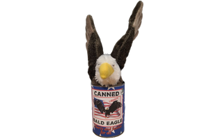Canned Bald Eagle w/Jokes Plush Patriotic American Flag USA