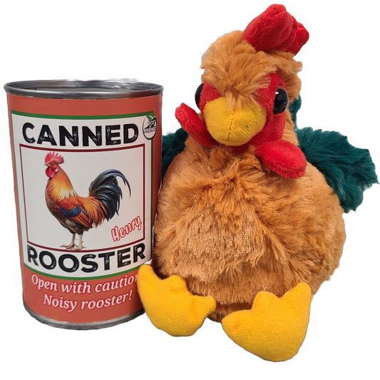 Canned Rooster | Farm Animal Plush w/Jokes | Unique Gift