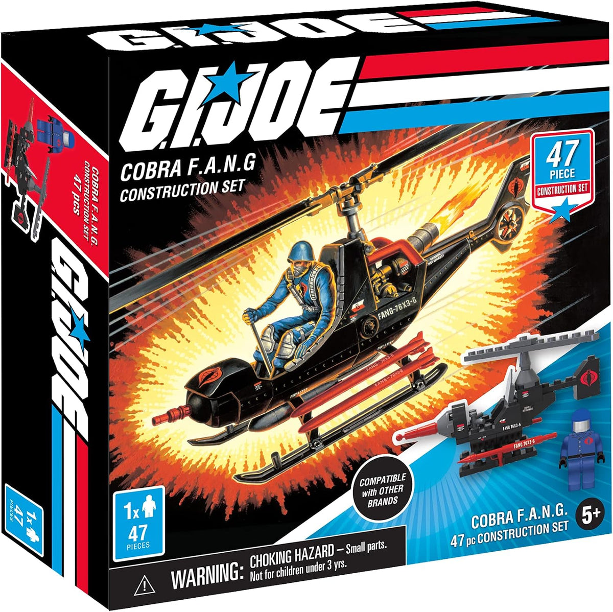 Hasbro GI Joe Construction Sets Cobra FANG Helicopter & Mini figure 47pcs