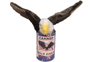 Canned Bald Eagle w/Jokes Plush Patriotic American Flag USA