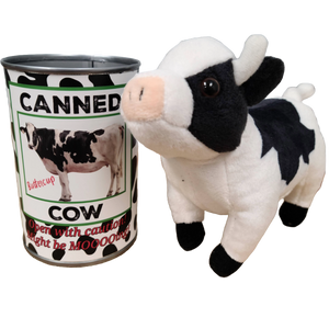Canned Cow | Stuffed Farm Animal Plush w/Jokes | Unique Gift