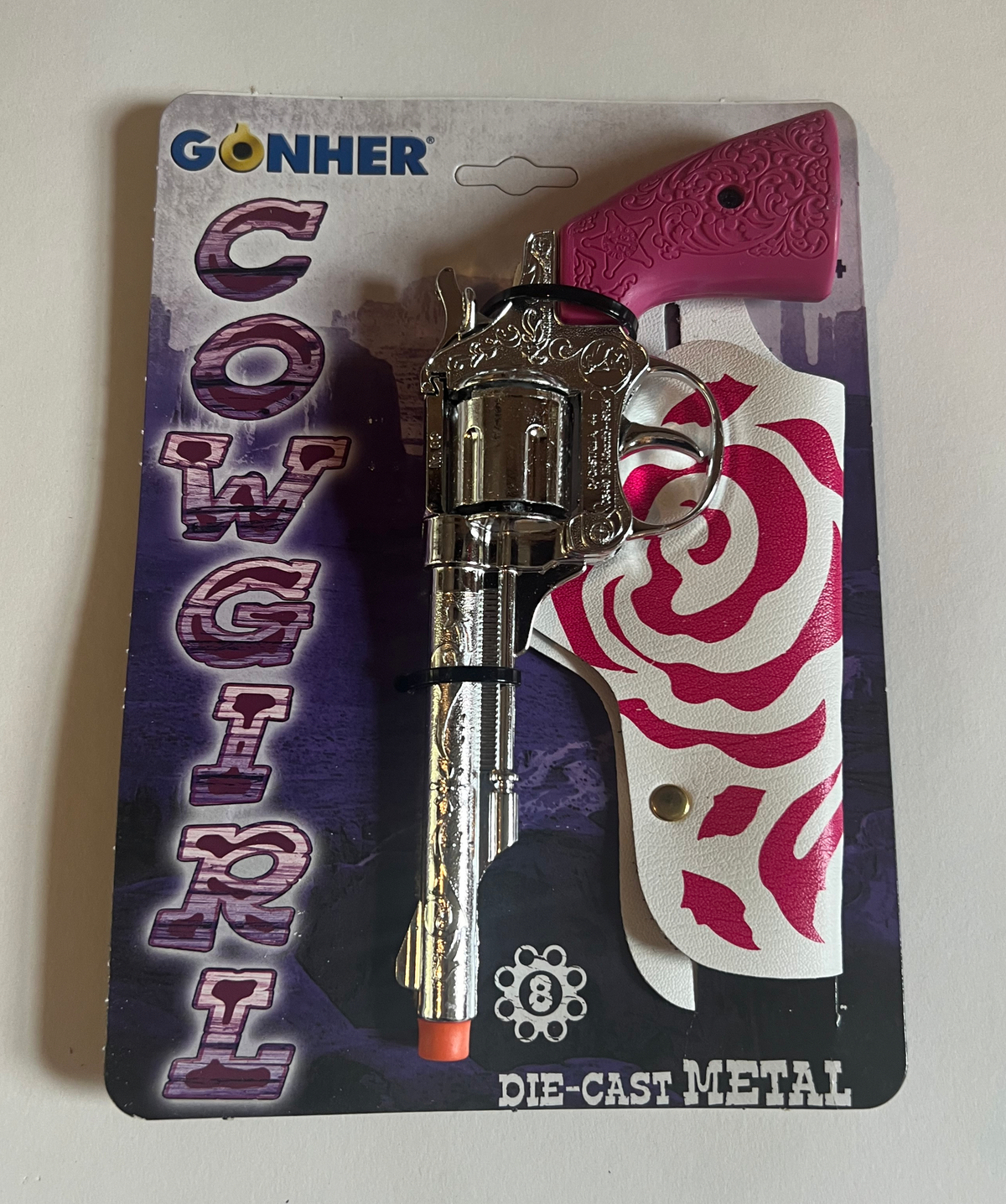 Cowgirl Pink & Silver Cap Gun & Holster  Gift Set 8