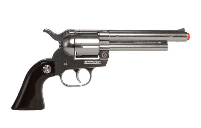 Gonher Classic Cowboy Cavalry Style 12 Shot Cap Gun Revolver - Silver & Brown Grip 1