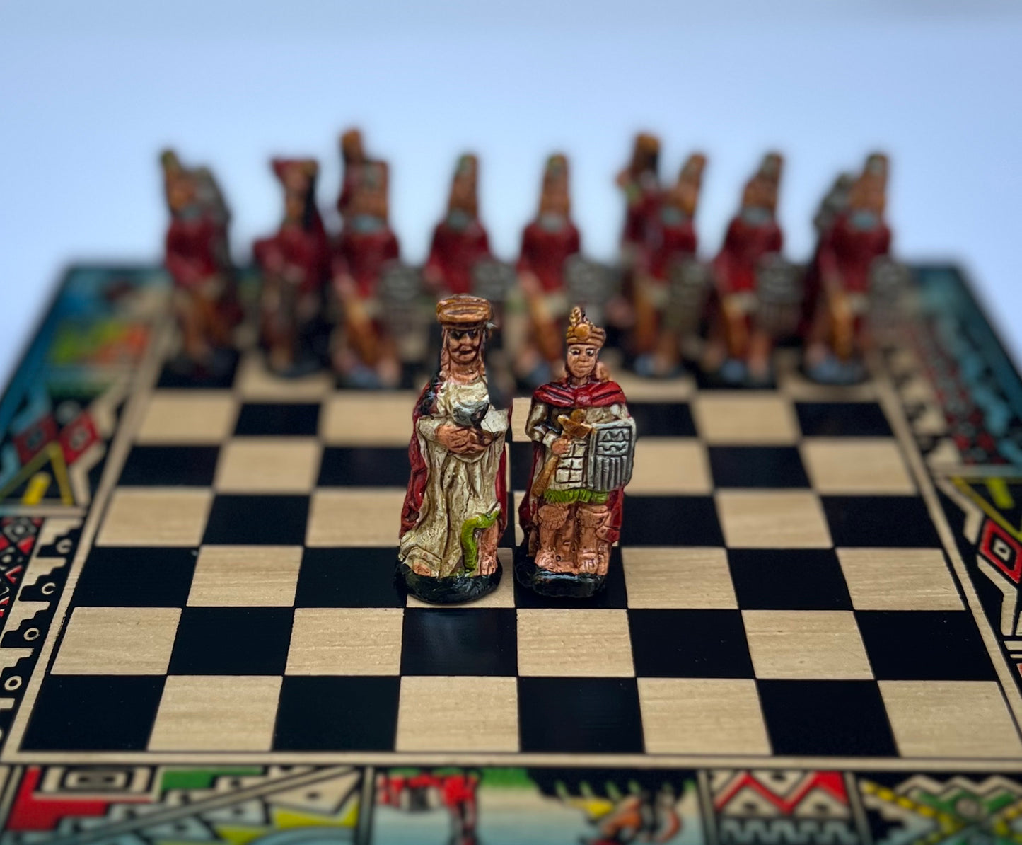 Hand crafted & Hand Painted Inca Vs Spanish Conquerors Chess 10