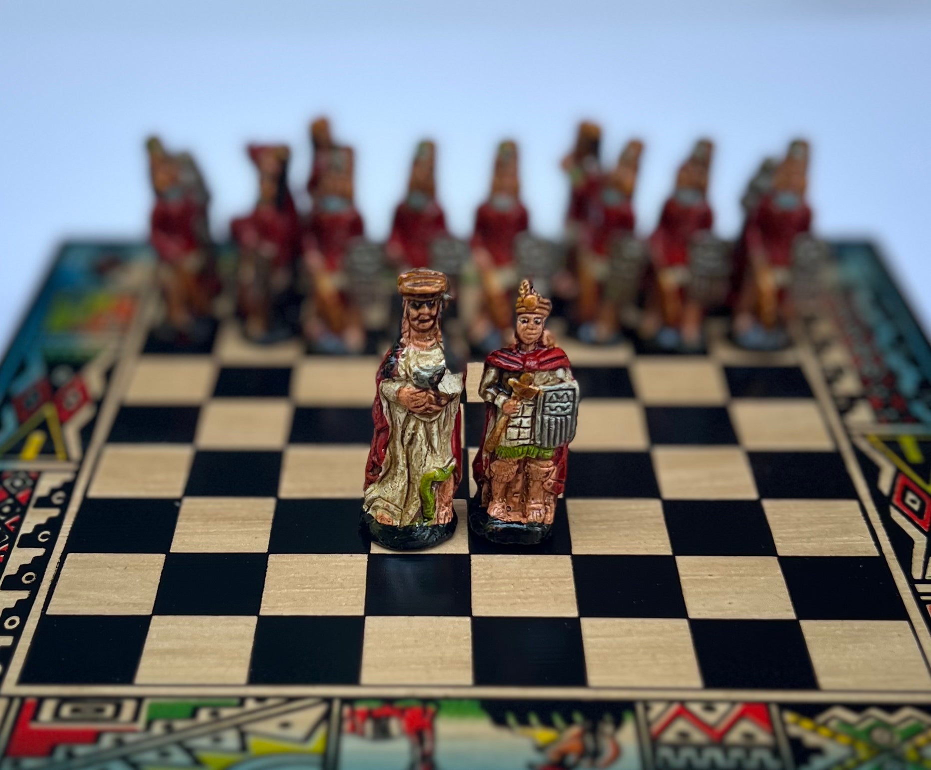 Hand crafted & Hand Painted Inca Vs Spanish Conquerors Chess 10