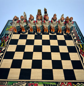 Hand crafted & Hand Painted Inca Vs Spanish Conquerors Chess 17