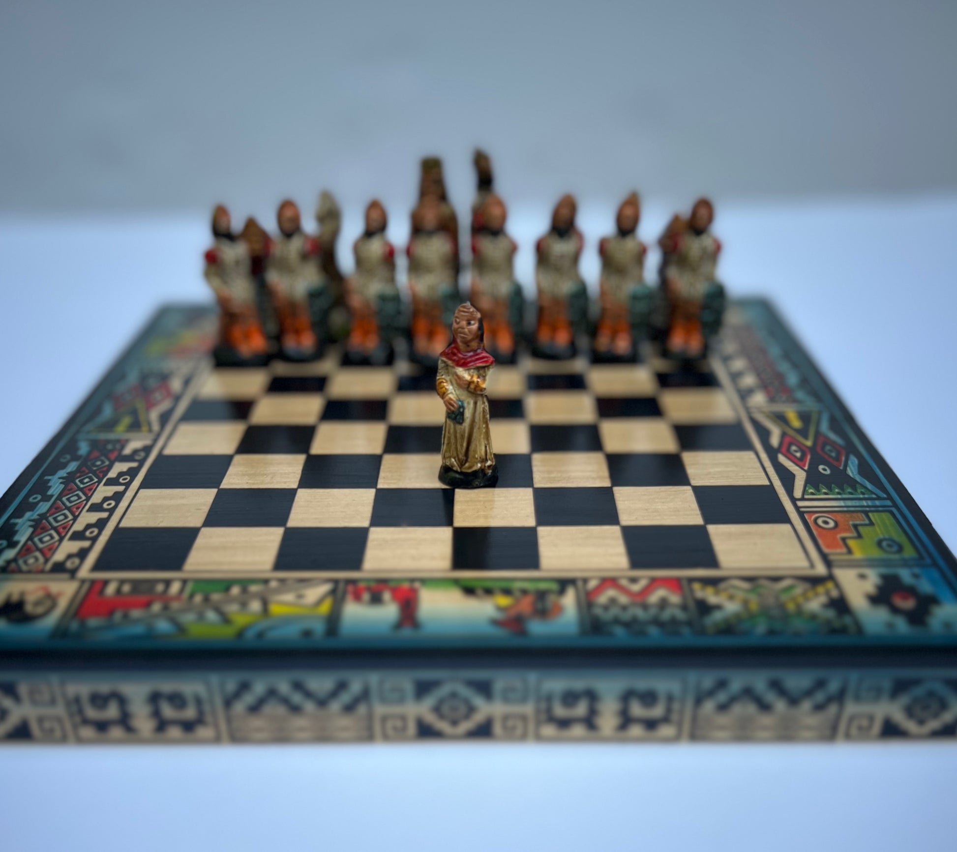 Hand crafted & Hand Painted Inca Vs Spanish Conquerors Chess 21