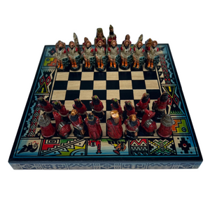 Hand crafted & Hand Painted Inca Vs Spanish Conquerors Chess 2