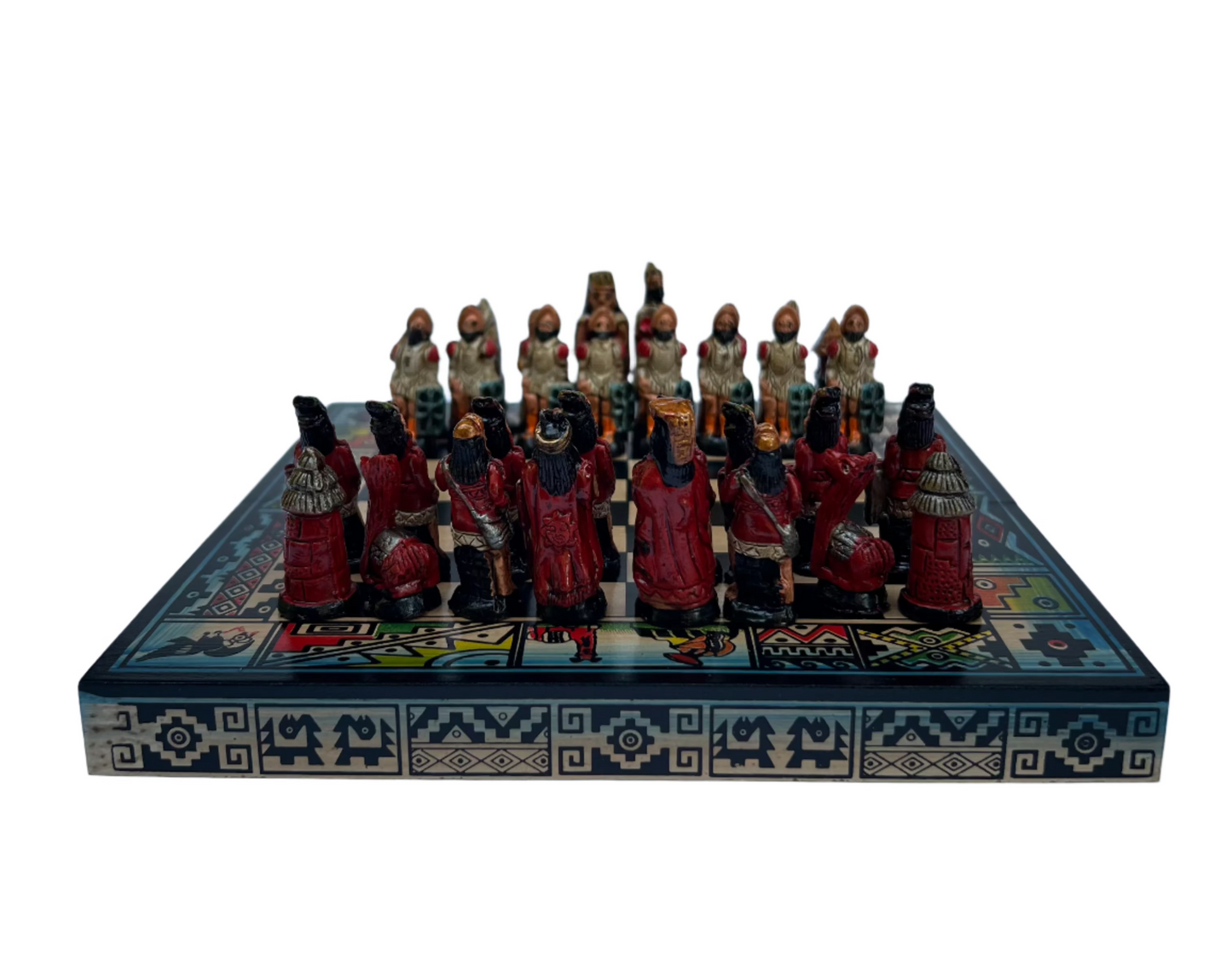 Hand crafted & Hand Painted Inca Vs Spanish Conquerors Chess 3
