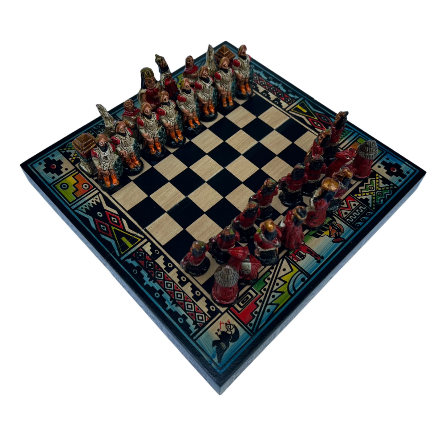 Hand crafted & Hand Painted Inca Vs Spanish Conquerors Chess 4