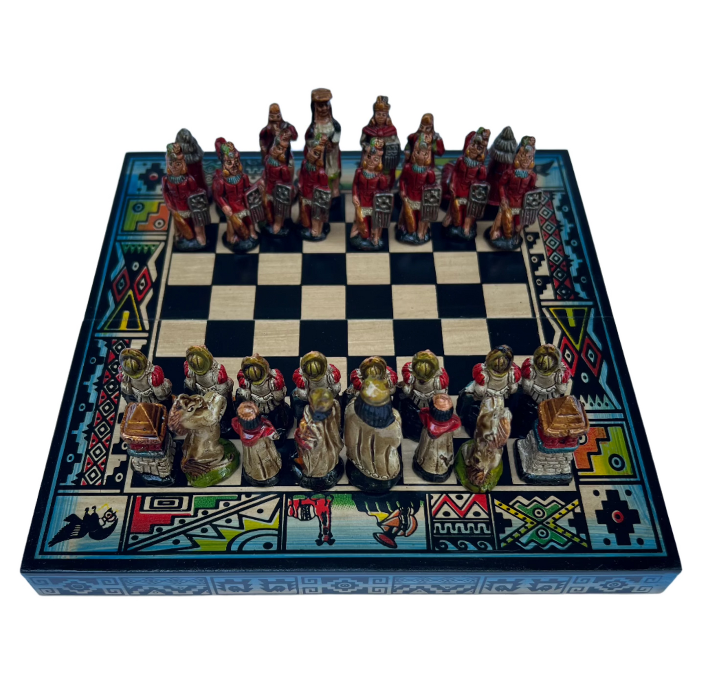 Hand crafted & Hand Painted Inca Vs Spanish Conquerors Chess 7