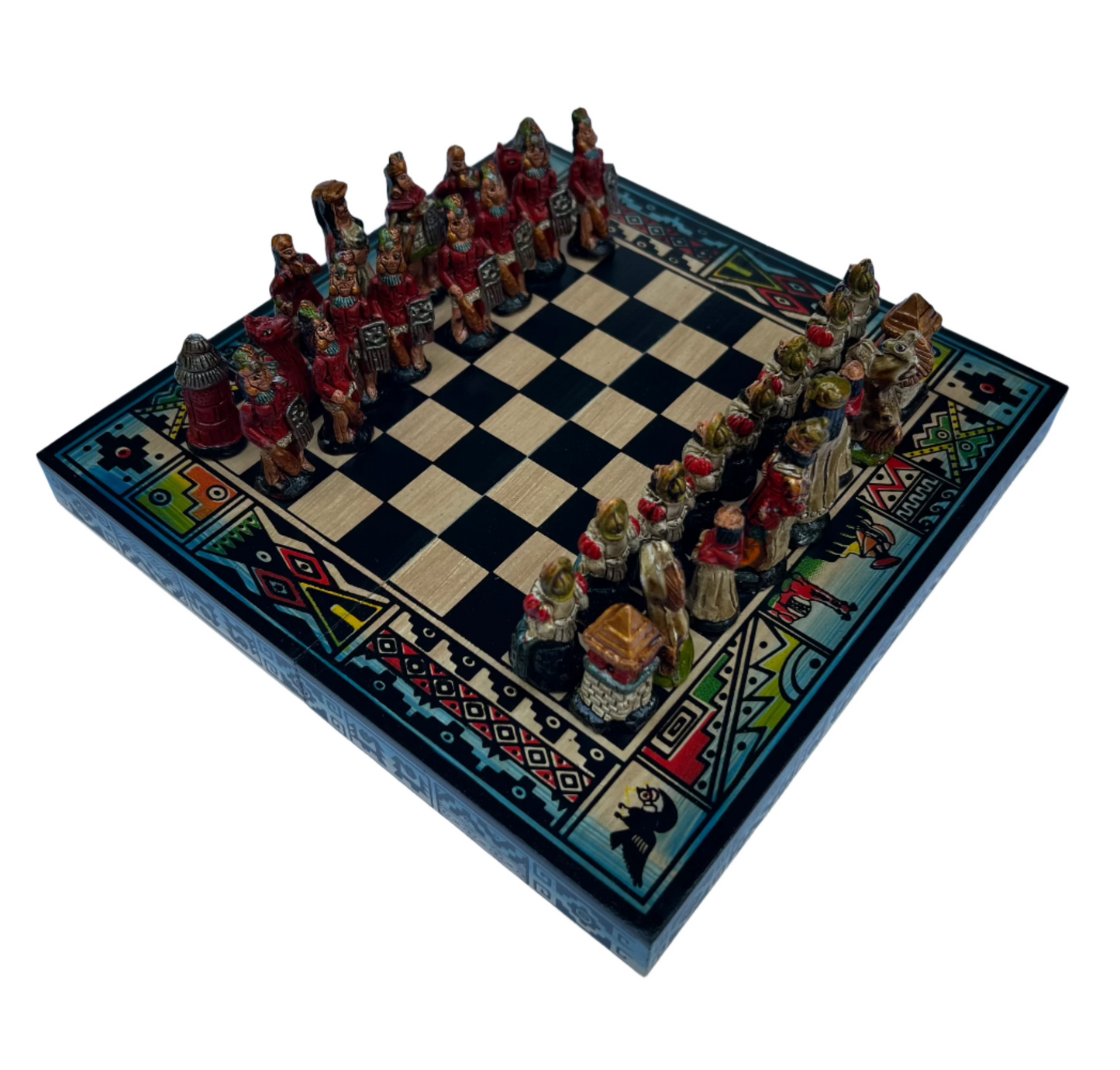 Hand crafted & Hand Painted Inca Vs Spanish Conquerors Chess 8