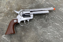 Load image into Gallery viewer, Gonher Cowboy Paladin Style 12 Shot Cap Gun Revolver - Black &amp; Shiny Brown Grip
