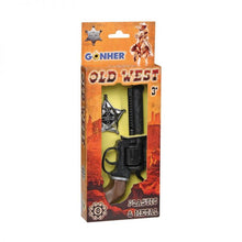 Load image into Gallery viewer, Old West Filigreed 8-Shot Cap Gun &amp; Star Badge Set 3
