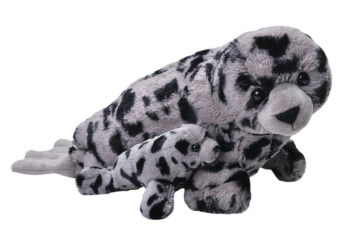Wild Republic Mom & Baby Harbor Seal Stuffed Animal 12" 1