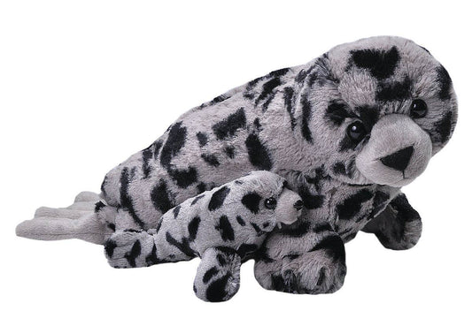 Wild Republic Mom & Baby Harbor Seal Stuffed Animal 12" 1