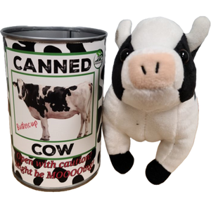Canned Cow | Stuffed Farm Animal Plush w/Jokes | Unique Gift