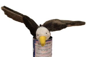 Canned Bald Eagle w/Jokes Plush Patriotic American Flag USA