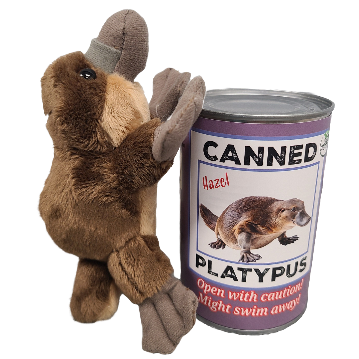Hazel the Canned Platypus Stuffed Animal Plush w/Funny Jokes