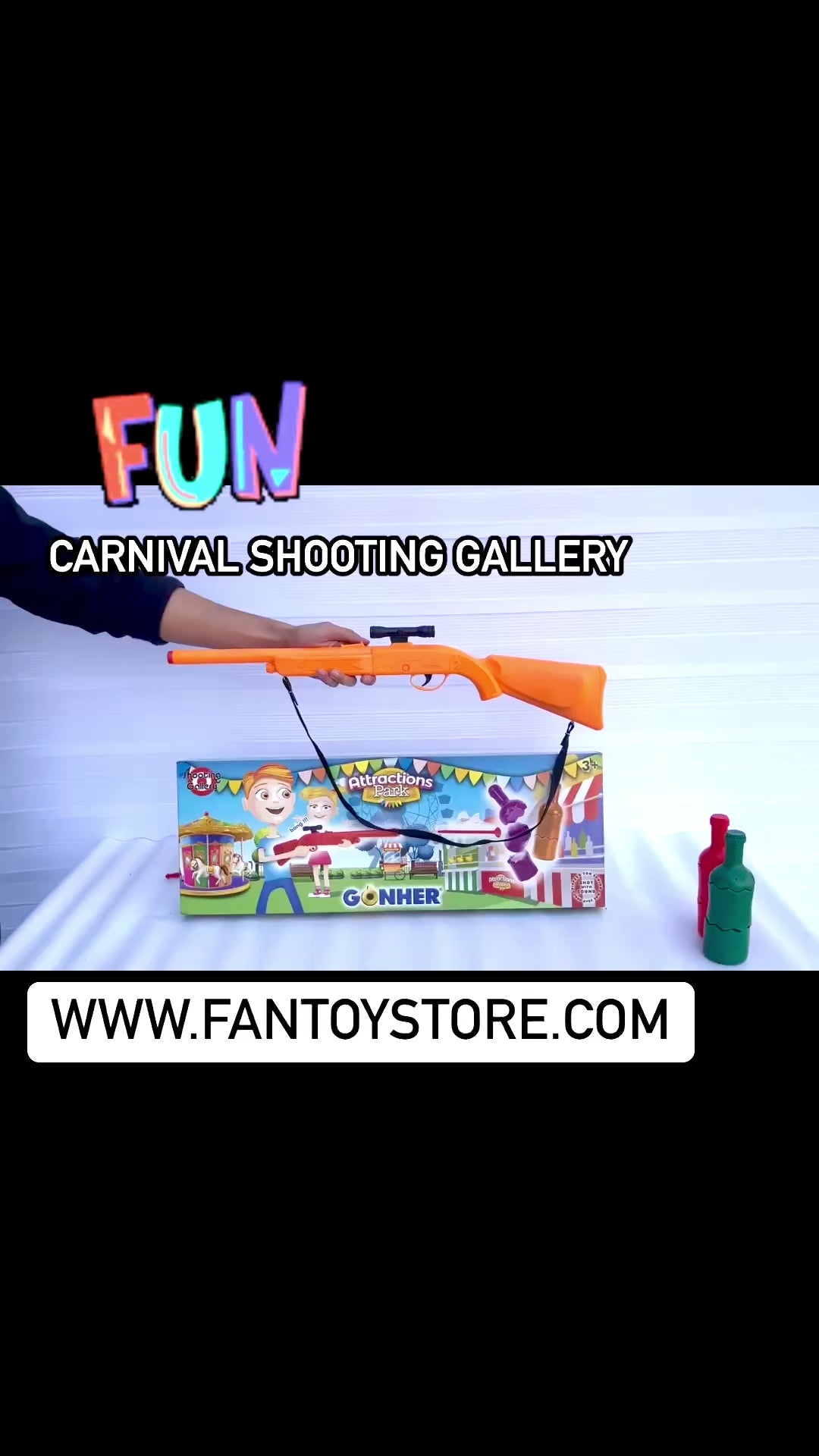 Retro Carnival Arcade Bottles Shooting Gallery Playset 3