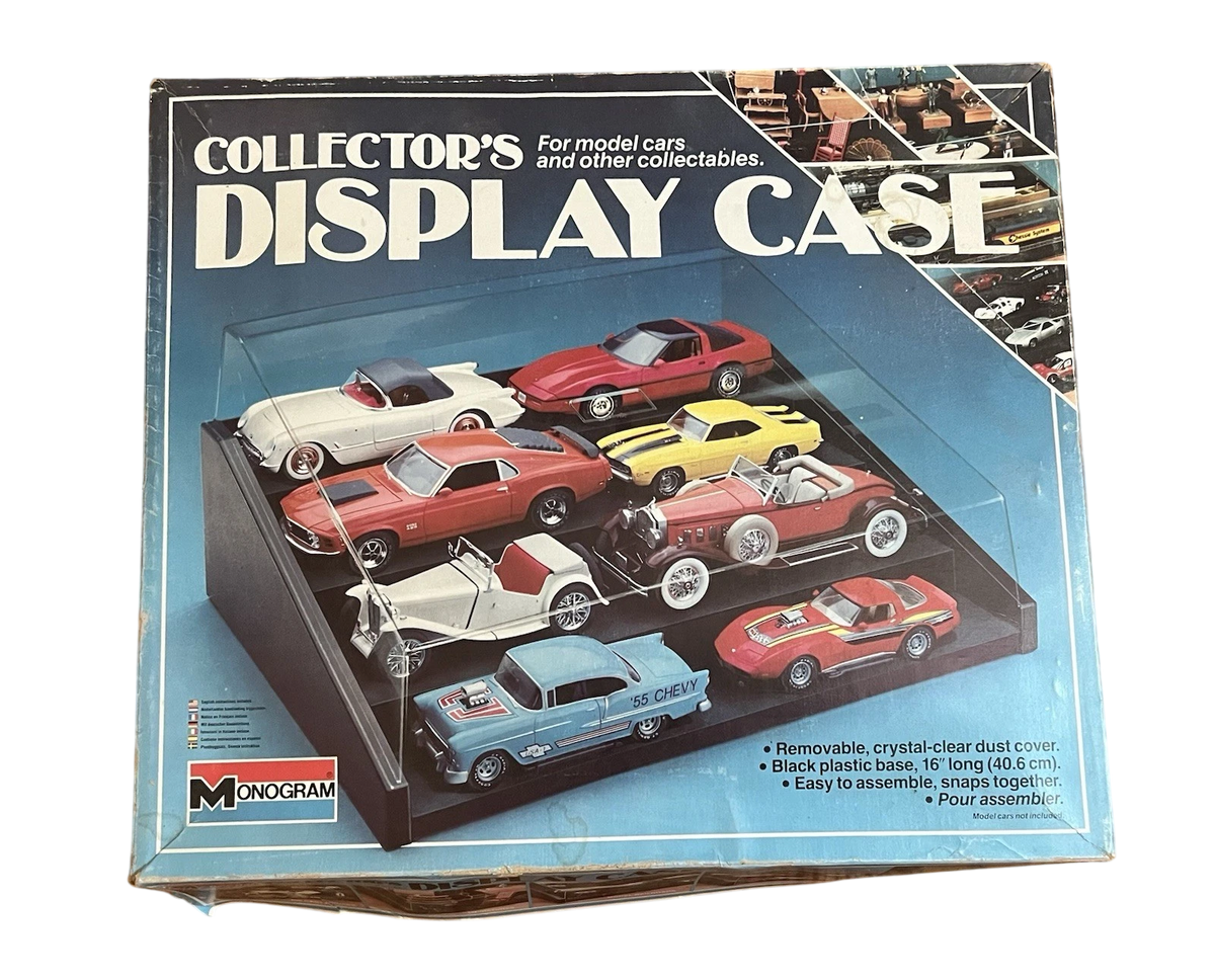 Vintage Monogram Model Car Collector's Display Case Showcase