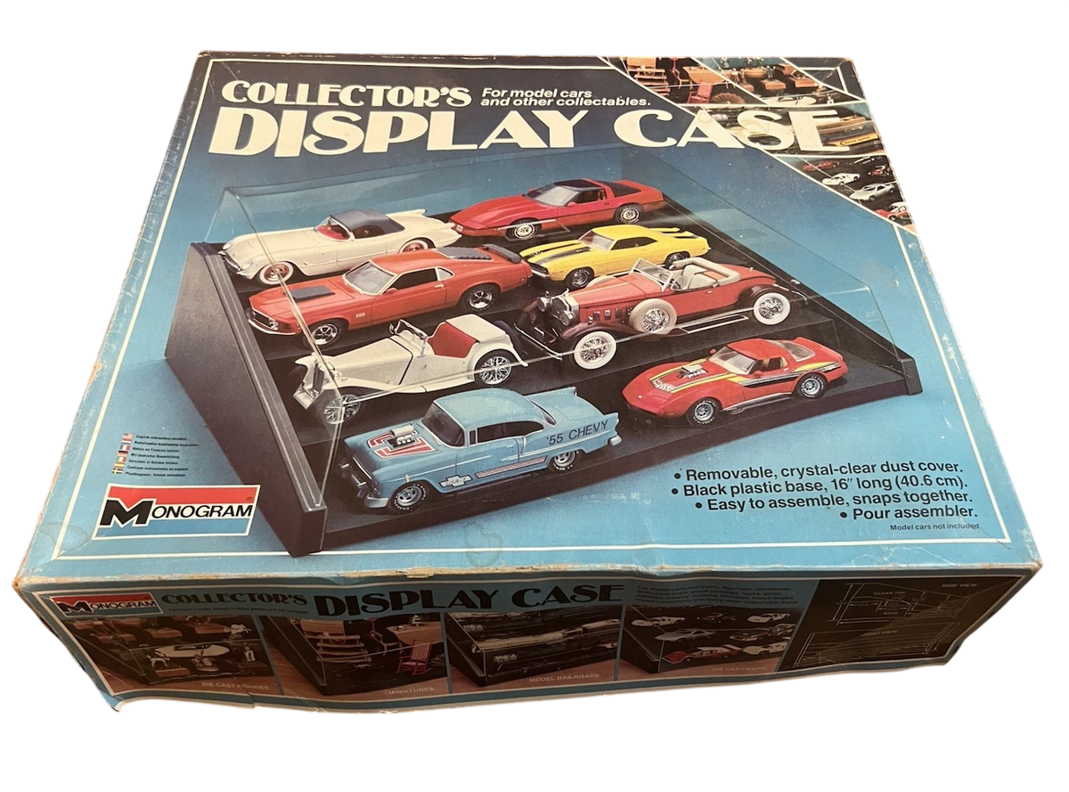 Vintage Monogram Model Car Collector's Display Case Showcase