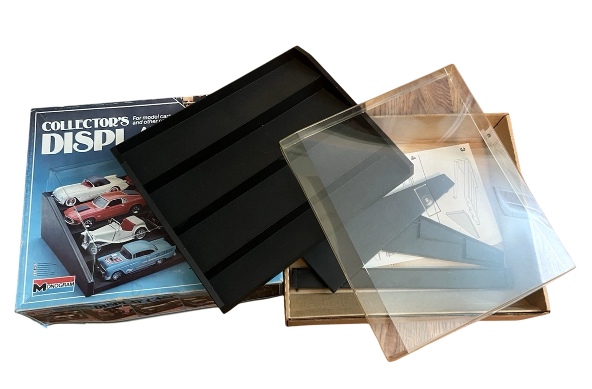 Vintage Monogram Model Car Collector's Display Case Showcase
