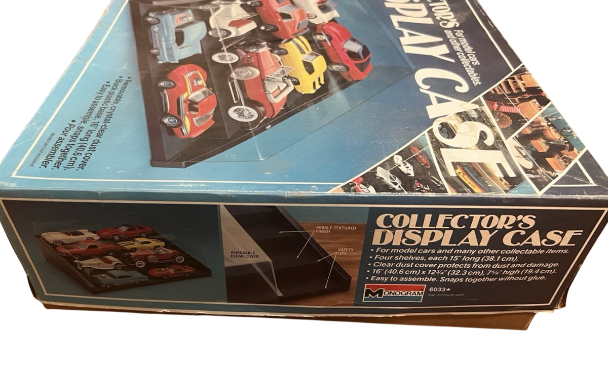 Vintage Monogram Model Car Collector's Display Case Showcase