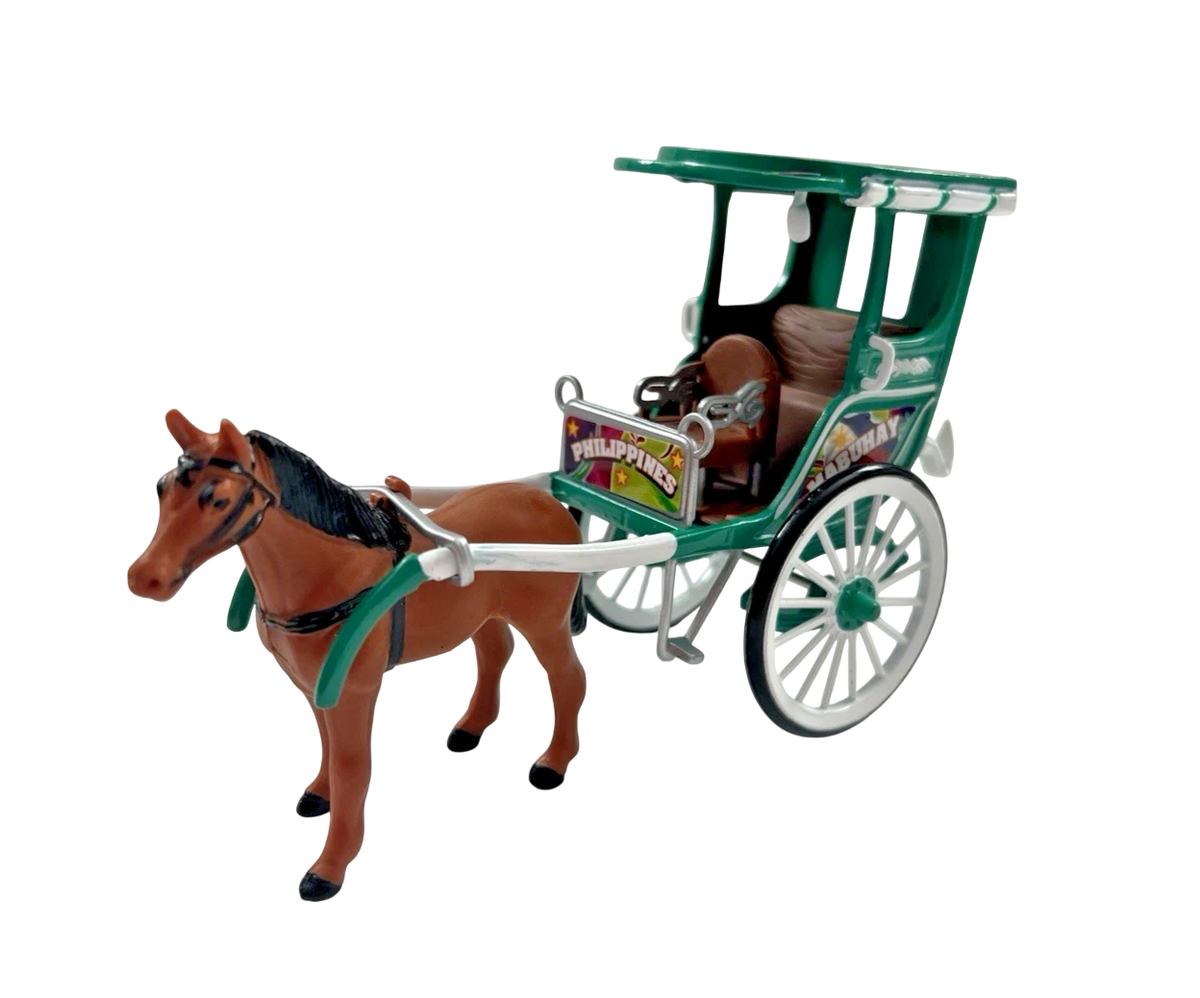 Horse Drawn Carriage Miniature Decor - Philippine Kalesa - Green