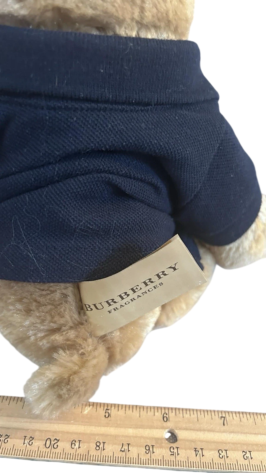 Burberry Plush Teddy Bear Blue Navy Polo Shirt 12" Tall