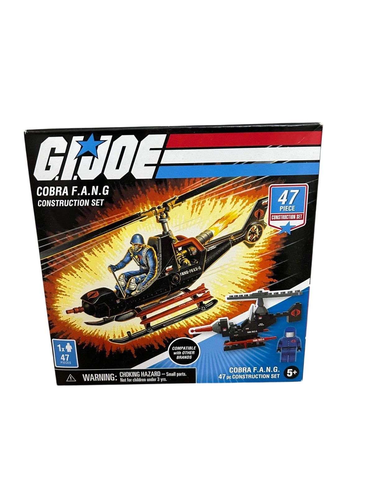 Hasbro GI Joe Construction Sets Cobra FANG Helicopter & Mini figure 47pcs