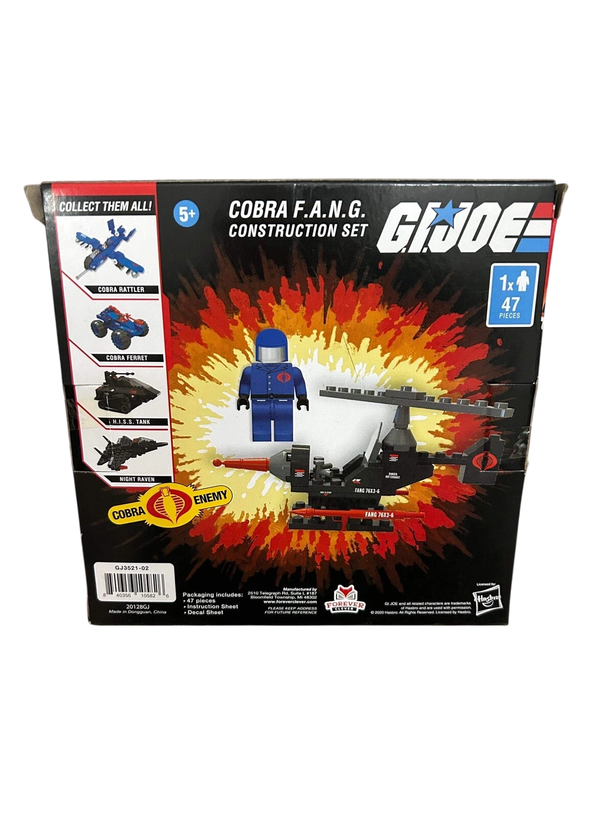 Hasbro GI Joe Construction Sets Cobra FANG Helicopter & Mini figure 47pcs