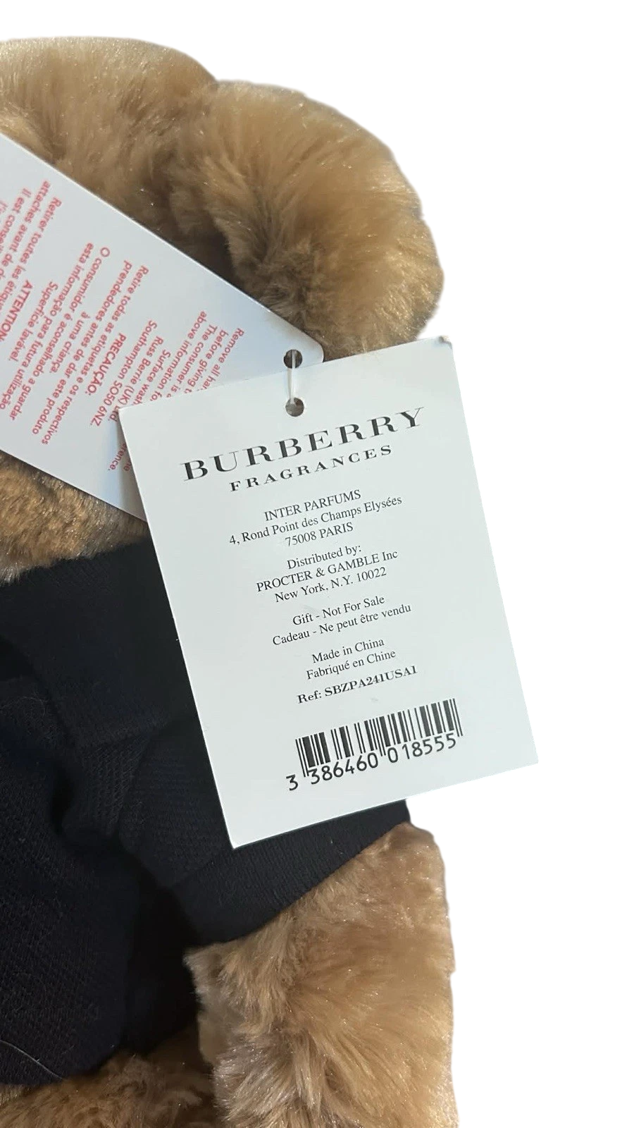 Burberry Plush Teddy Bear Blue Navy Polo Shirt 12" Tall