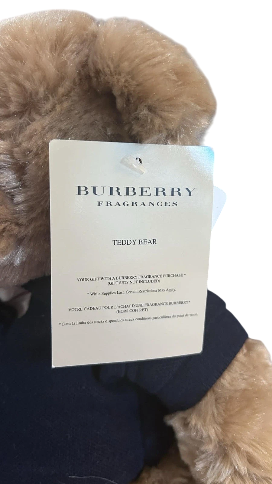 Burberry Plush Teddy Bear Blue Navy Polo Shirt 12" Tall