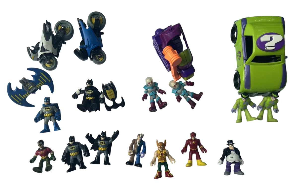 Vintage Imaginext Batman Batcave & Joker’s Fun House & Accessories 24pc Bundle