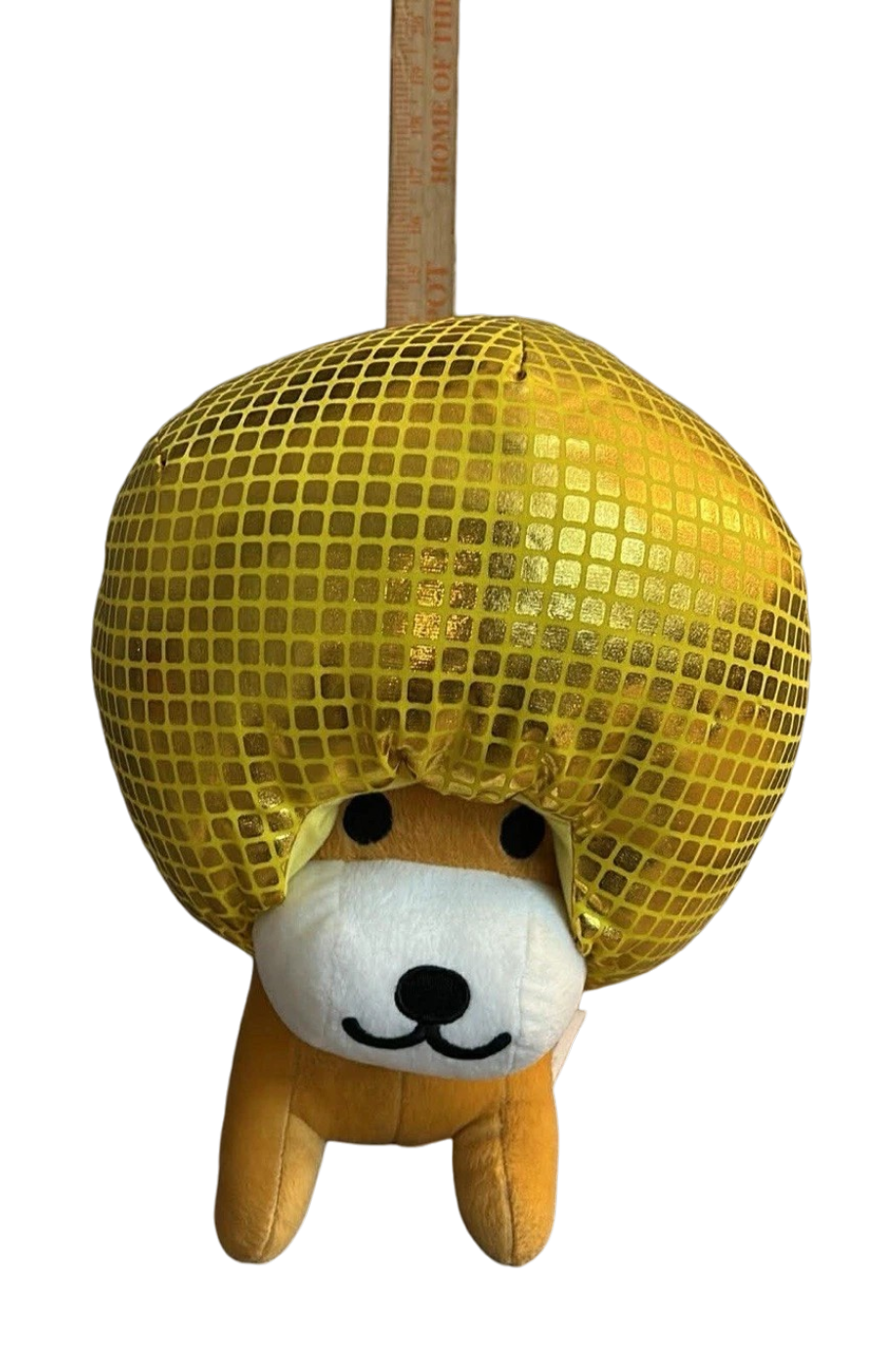 San-X Afro Ken Dog 14" Mirror Ball Gold Plush Disco 2019